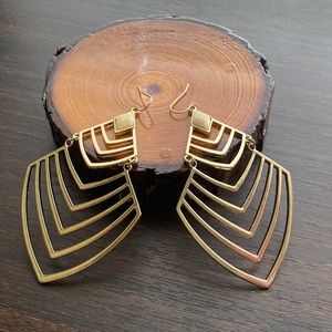 Gold with a Pinch of Ivory Chevon Dangle Earrings